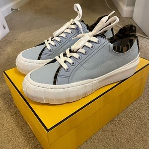 BRAND NEW W BOX! Women’s Blue Canvas Fendi Force Sneaker! Size 9 US.